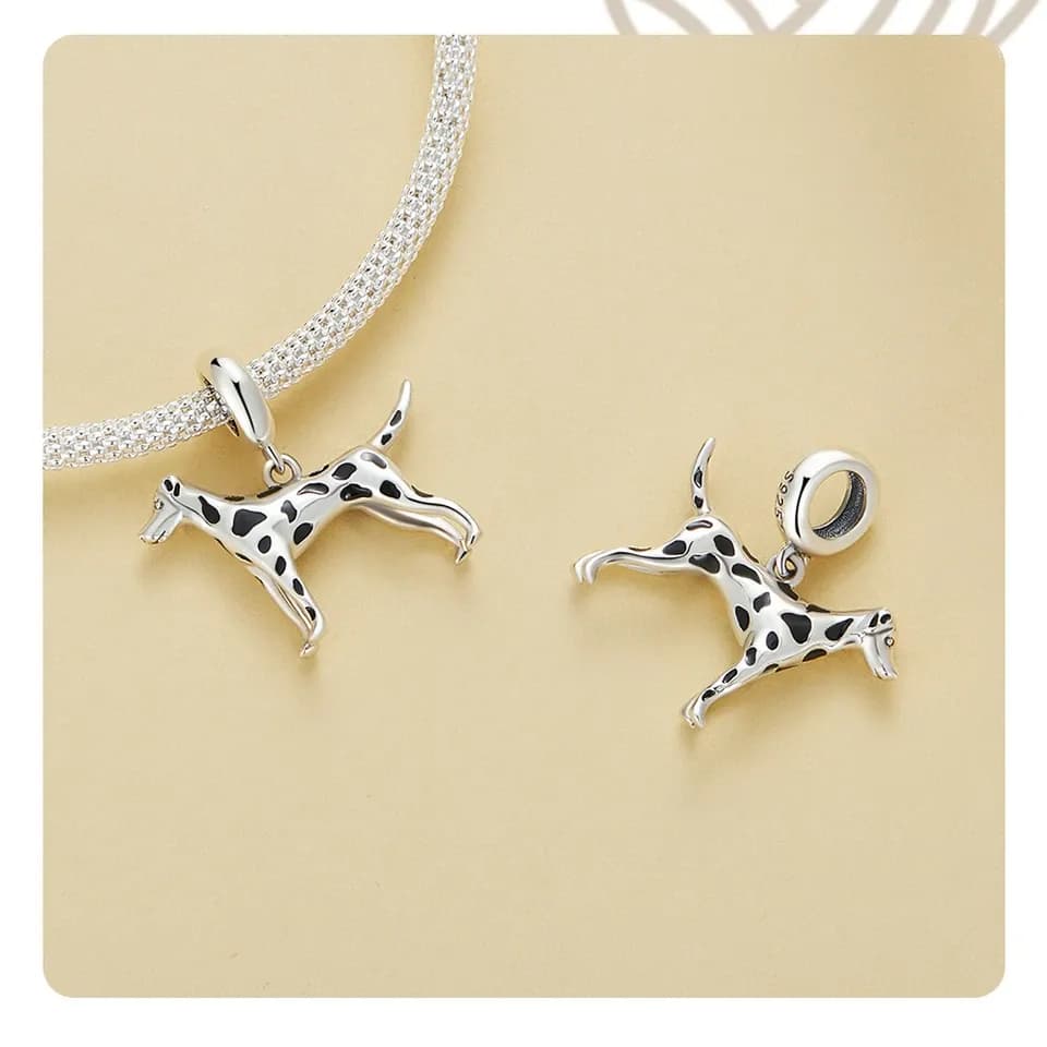 WOSTU Dalmatian Dog Charm in 925 Sterling Silver