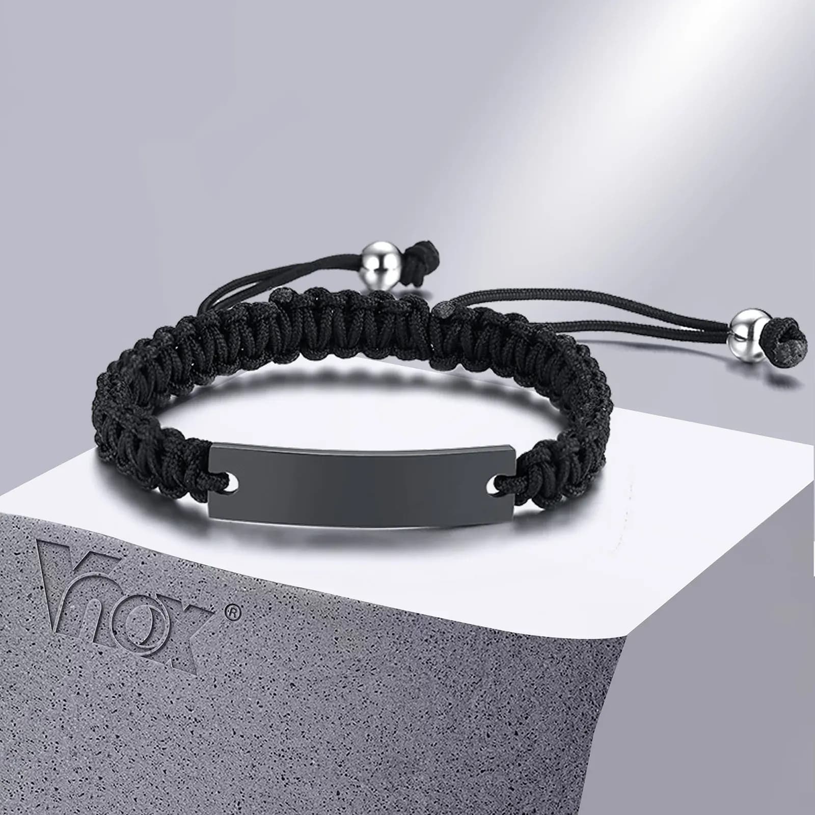 Vnox Adjustable Braided Rope Name Bracelet