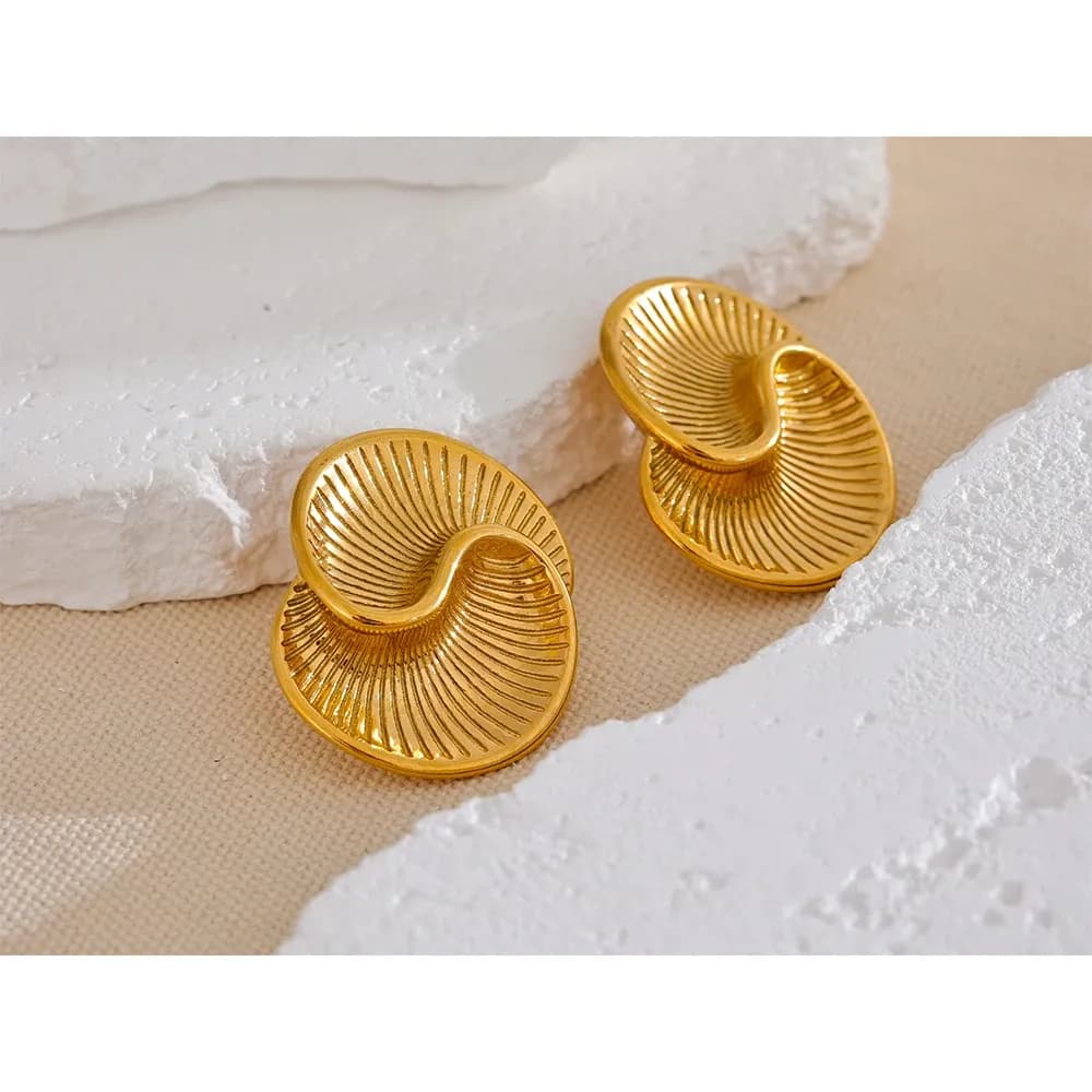 Yhpup Gold-Tone Waterproof Stainless Steel Stud Earrings