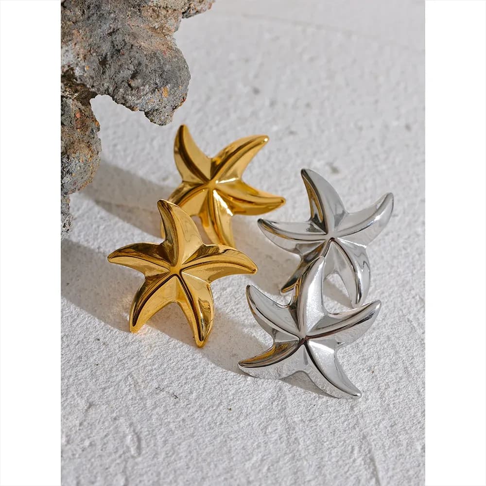 Yhpup Starfish Stainless Steel Stud Earrings