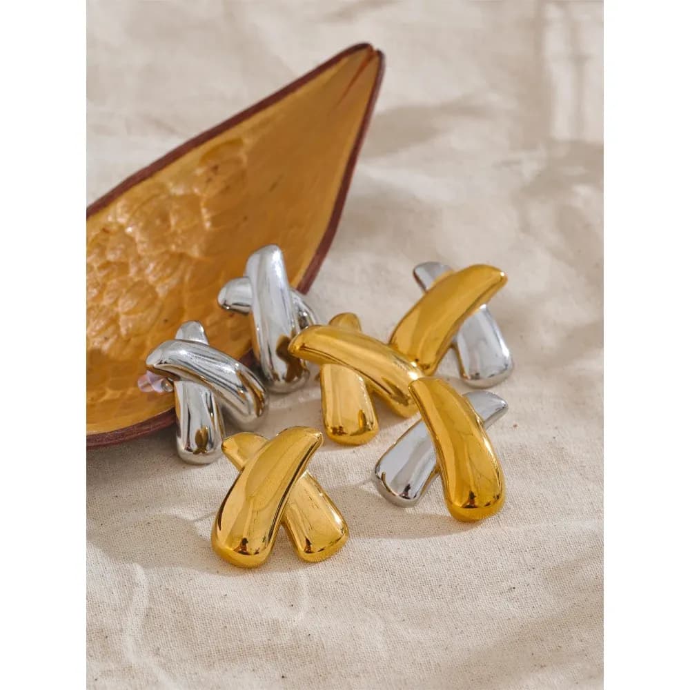 Yhpup X-Shape Stainless Steel Stud Earrings