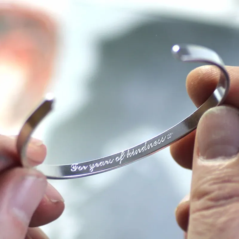 Vnox Engraved Stainless Steel Cuff Bangle for Men and Women