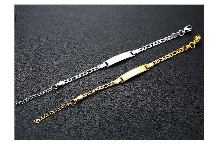 Vnox Custom Baby Name Chain Bracelet in Gold-Tone Stainless Steel