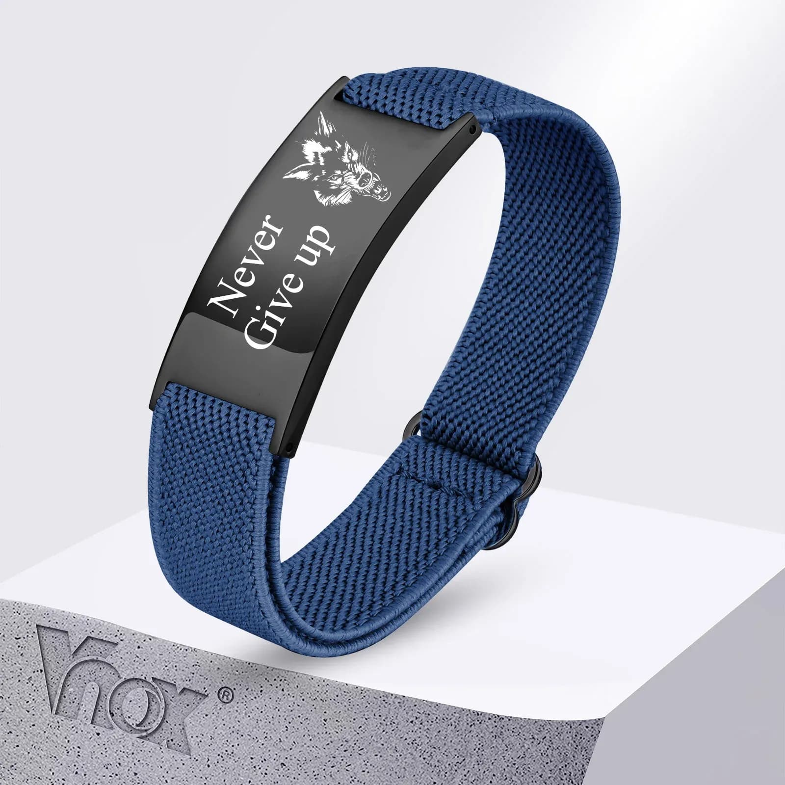 Vnox Custom Stainless Steel Elastic Quote Bracelet