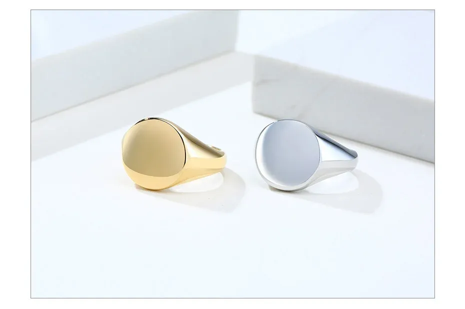 Vnox Custom 14mm Stainless Steel Signet Ring for Women