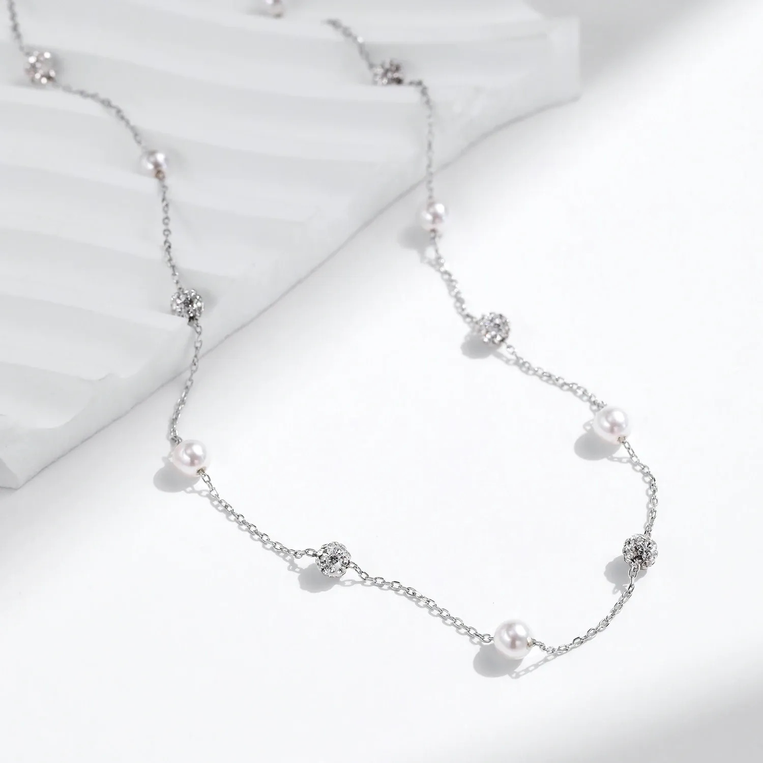 MODIAN 925 Sterling Silver Zircon Y-Shaped Choker Necklace