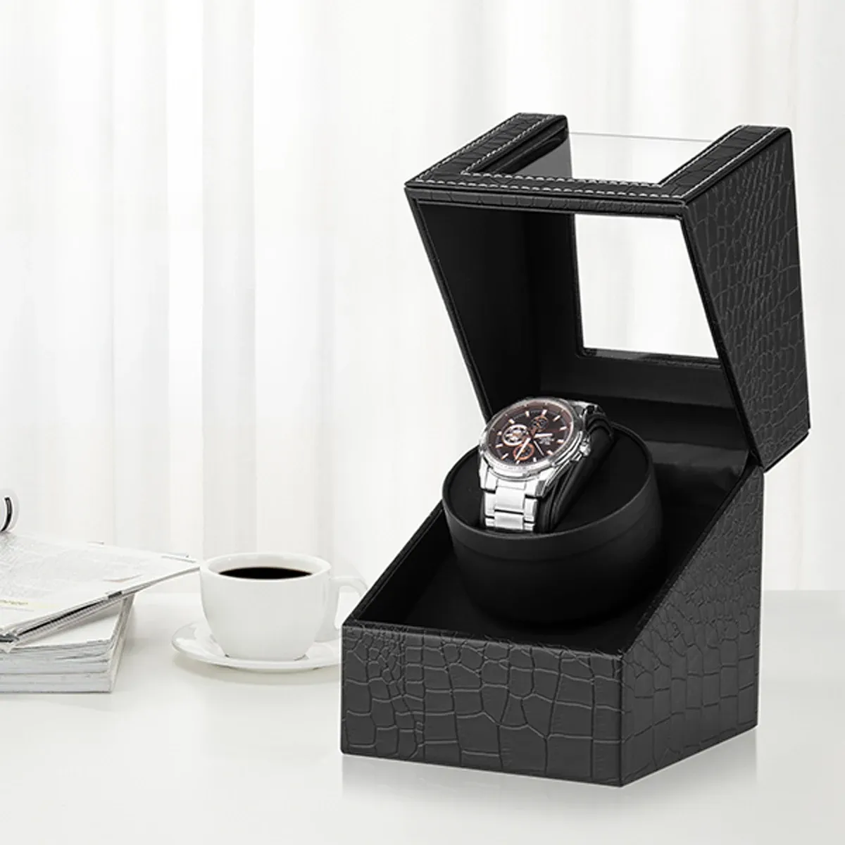 Geekthink 2-Slot Automatic Watch Winder Display Box