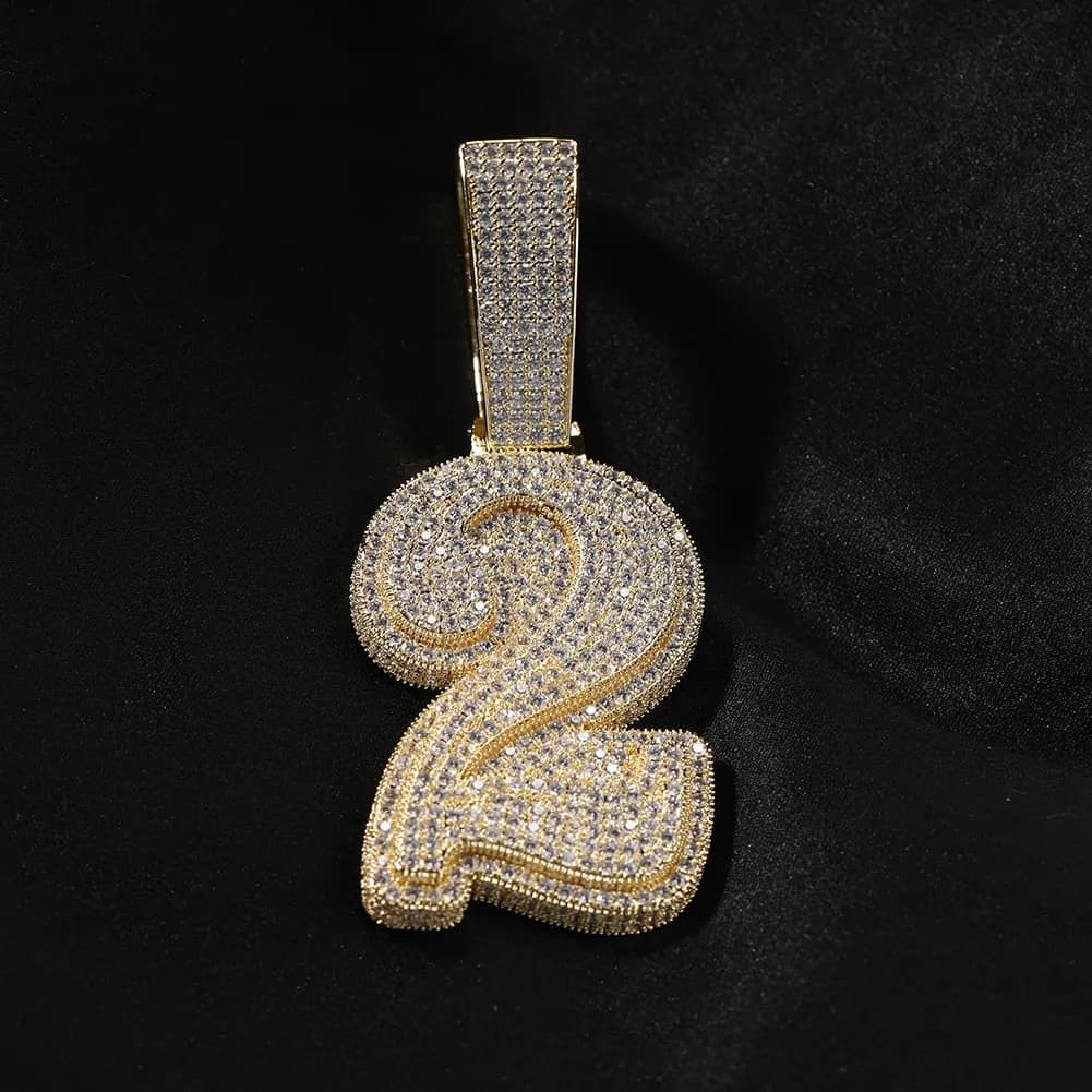 Lucky Number CZ Pendant Rope Chain Necklace