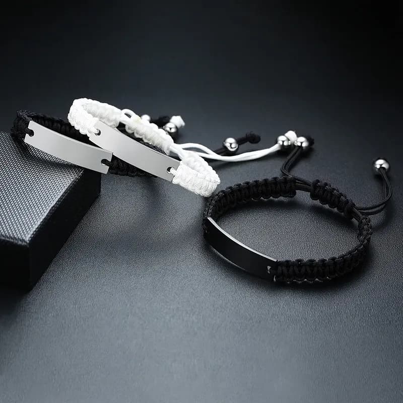 Vnox Adjustable Engraved Rope Bracelet