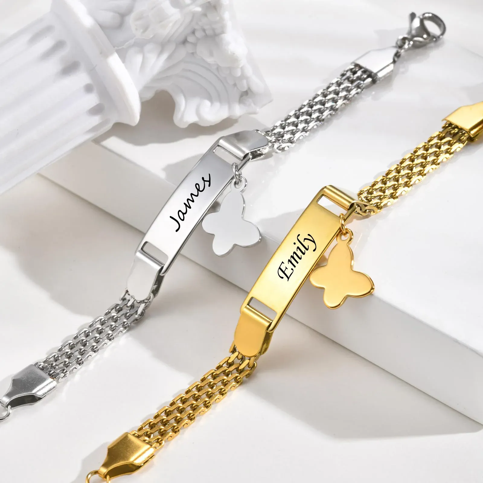 Vnox Custom Stainless Steel Name Bracelet for Kids