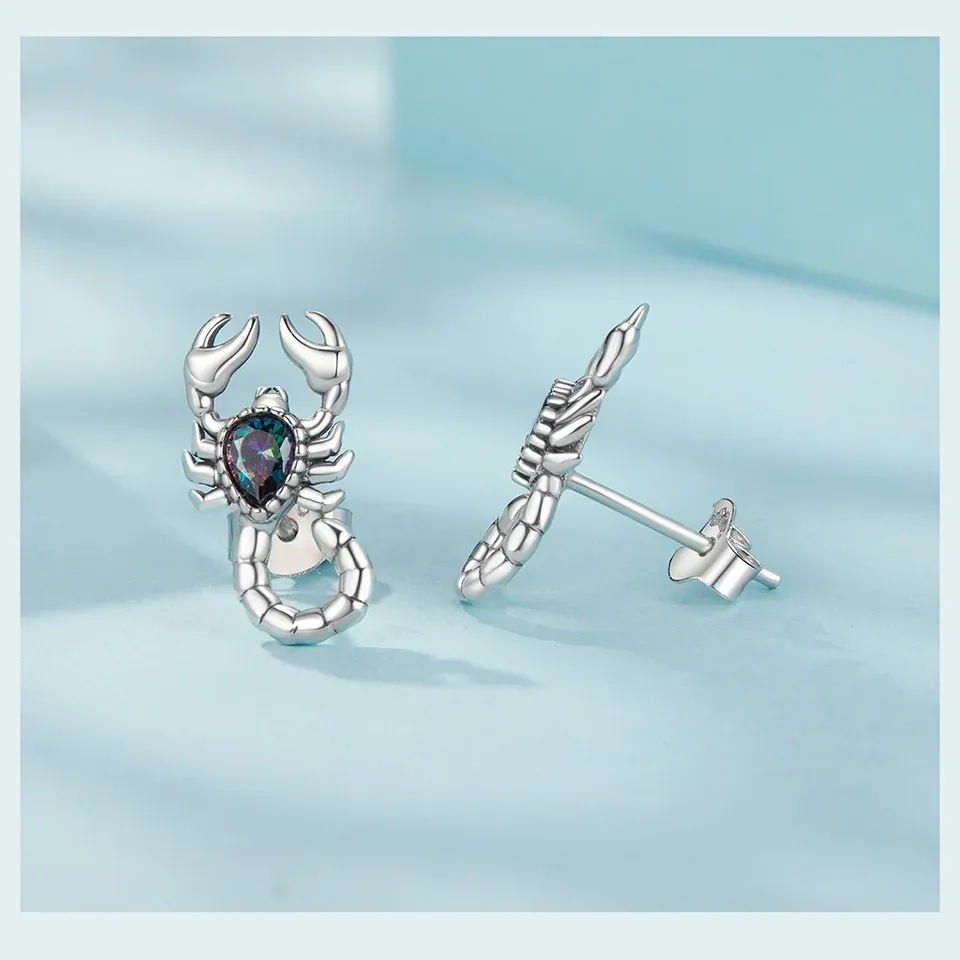 WOSTU Vintage Scorpion 925 Silver Stud Earrings