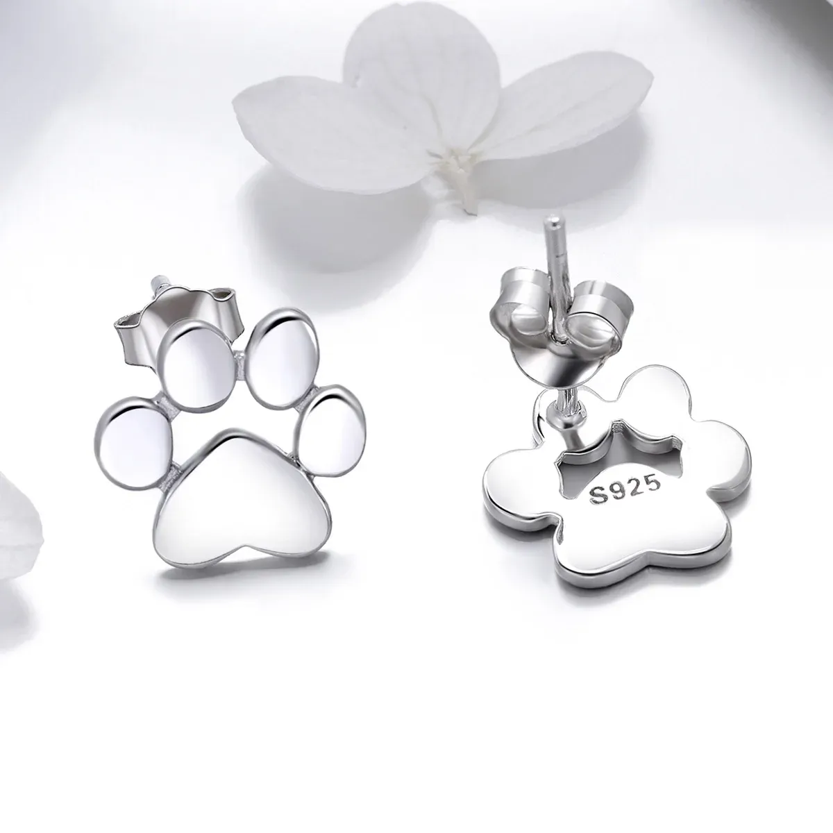 WOSTU Black Dog Paw Sterling Silver Jewelry Set
