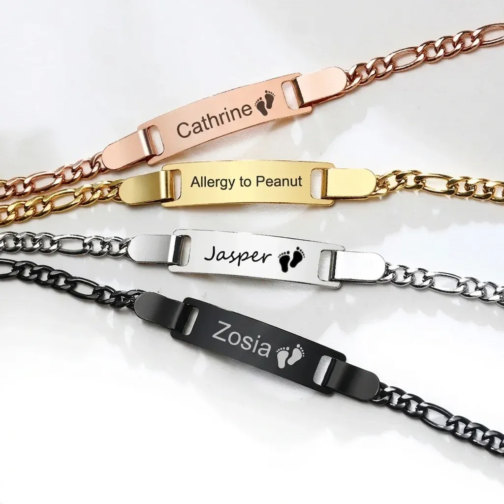 Vnox Personalized Stainless Steel Family Name Bracelet