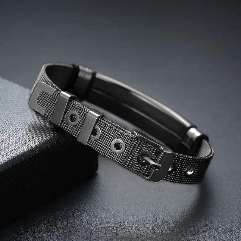 Vnox Black Stainless Steel Medical Alert Bracelet