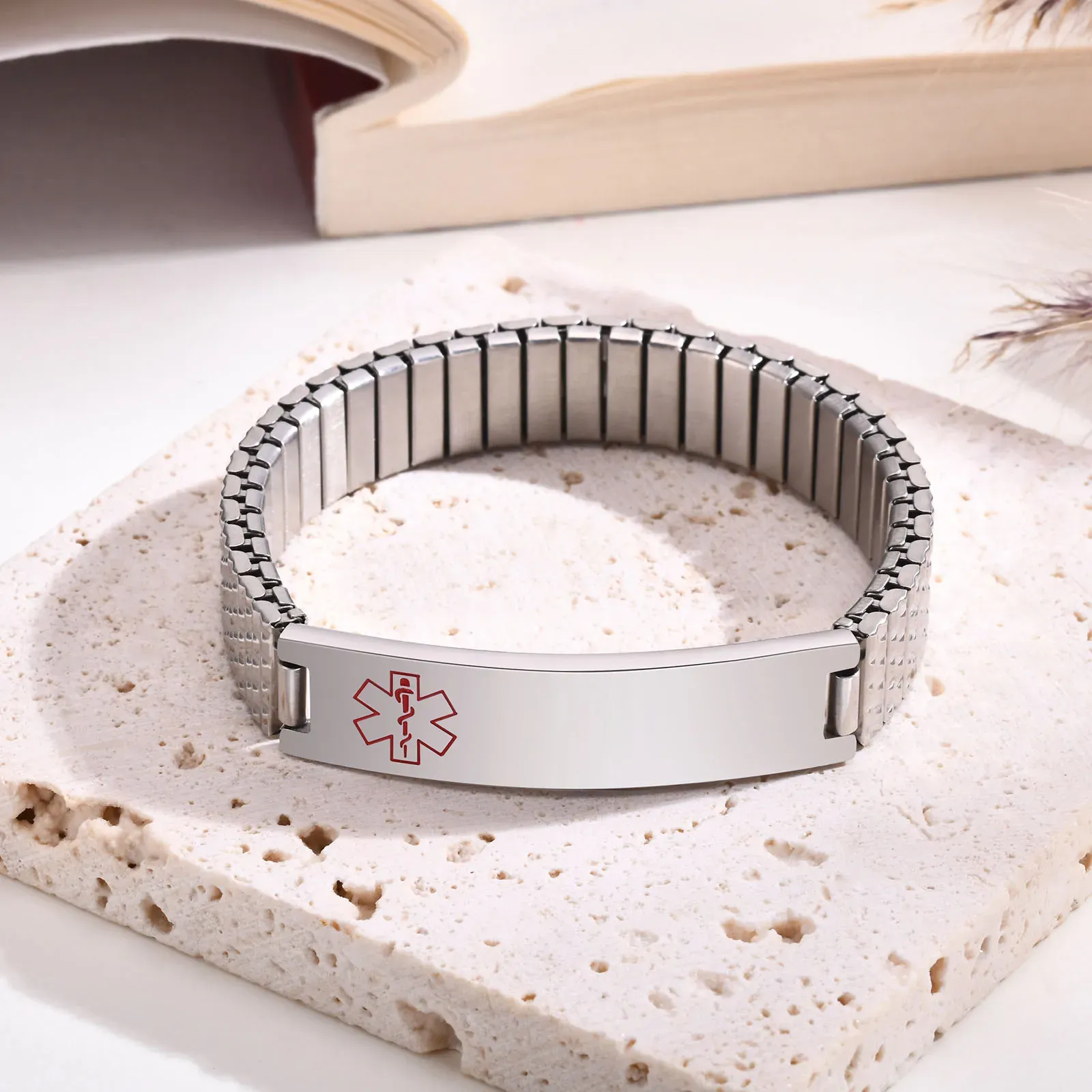 Vnox Stainless Steel Medical Alert ID Bracelet with Custom Engraving