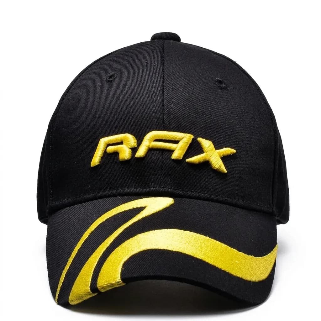 Black RAX sports cap with yellow logo