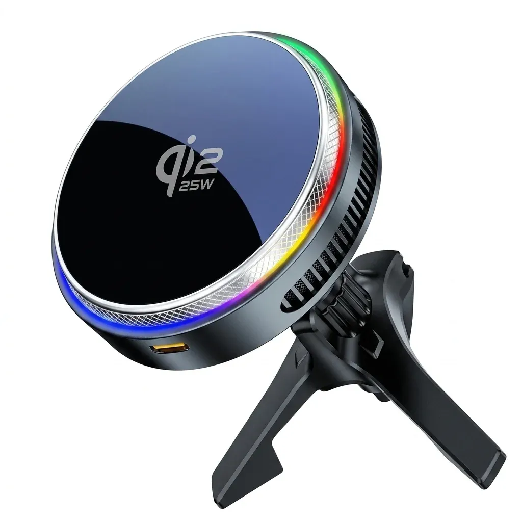 ACEFAST Qi2 25W Magnetic RGB Car Charger with Cooling Fan