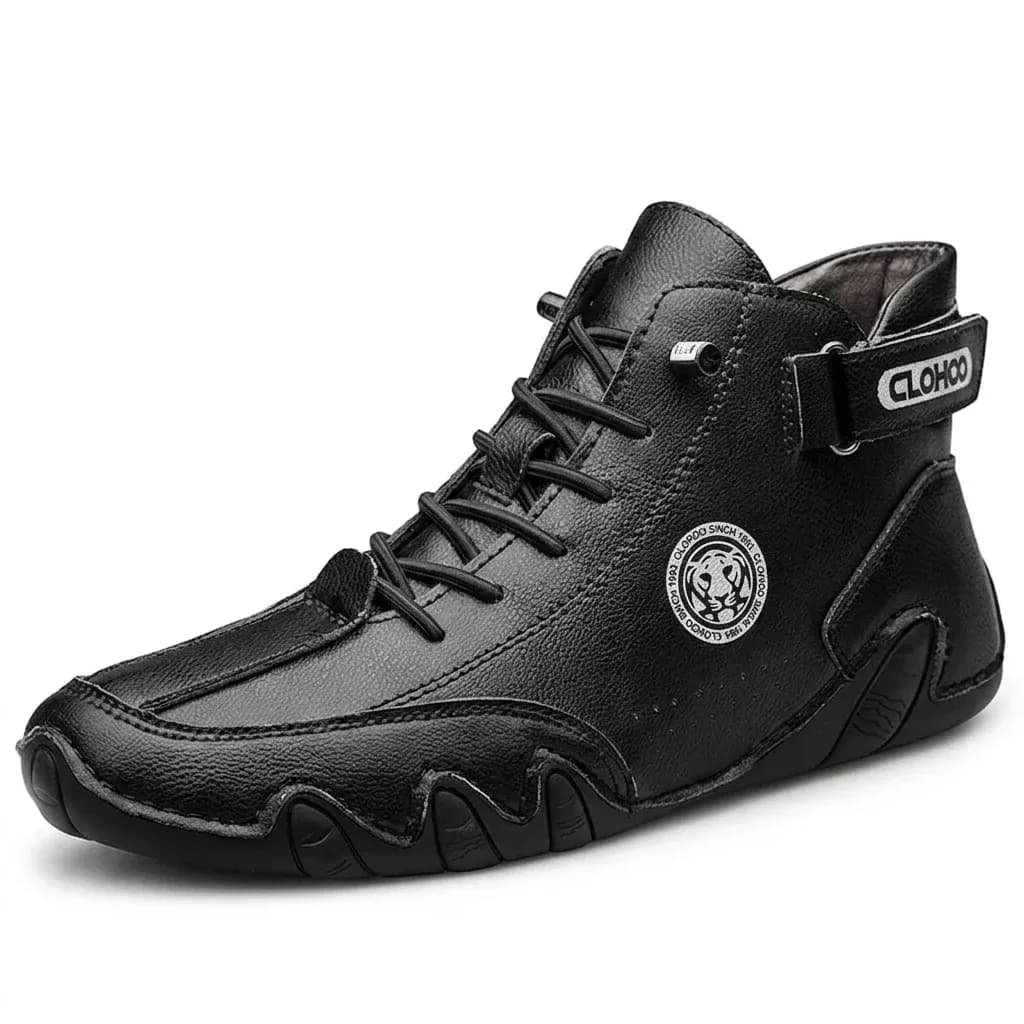 CLOHOO Lightweight PU Lace-Up Casual Sneakers for Men