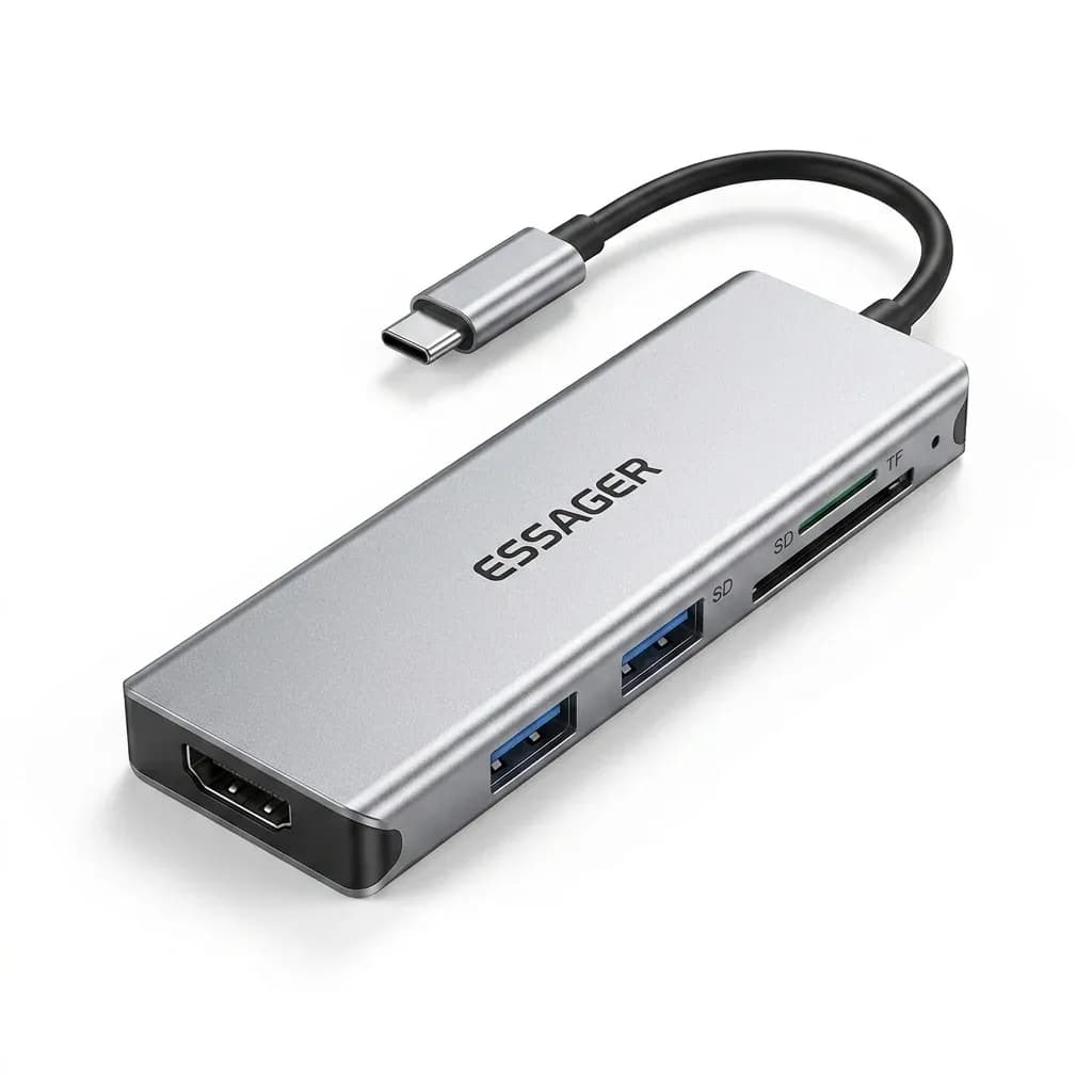 Essager 5-in-1 USB-C hub silver