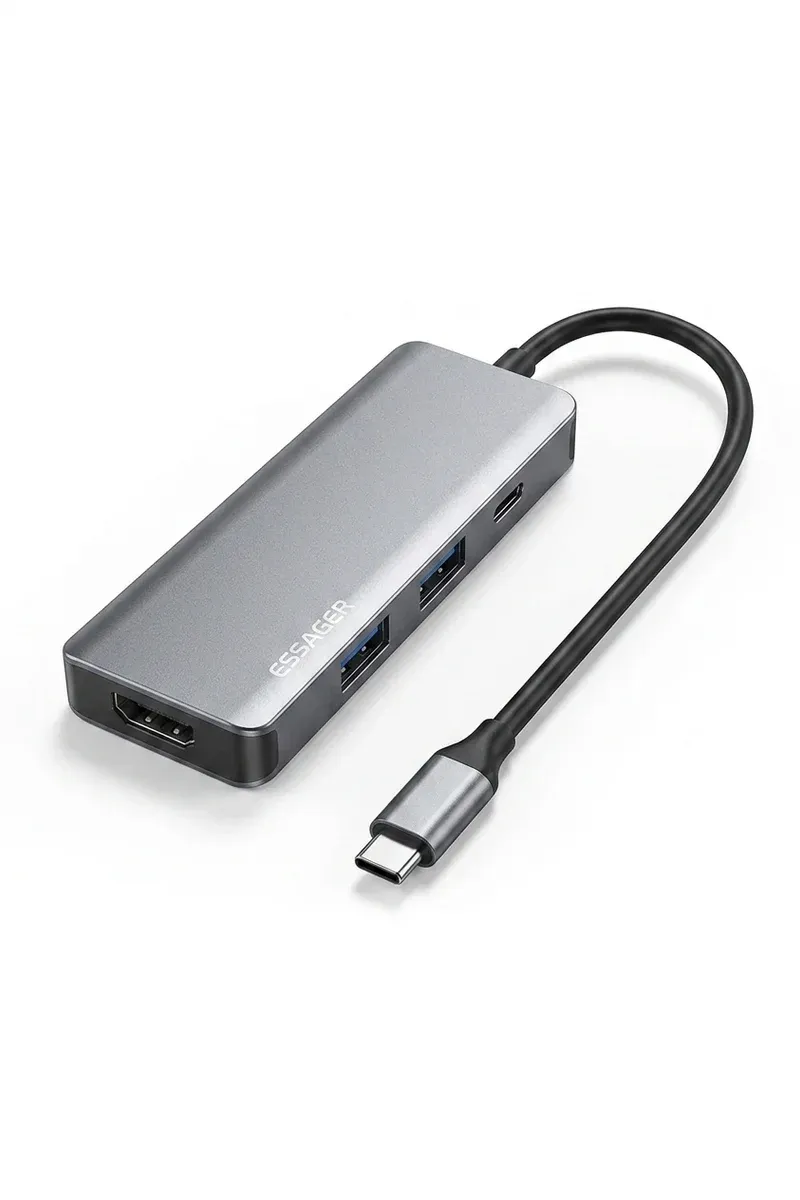 Essager 5-in-1 USB-C hub silver