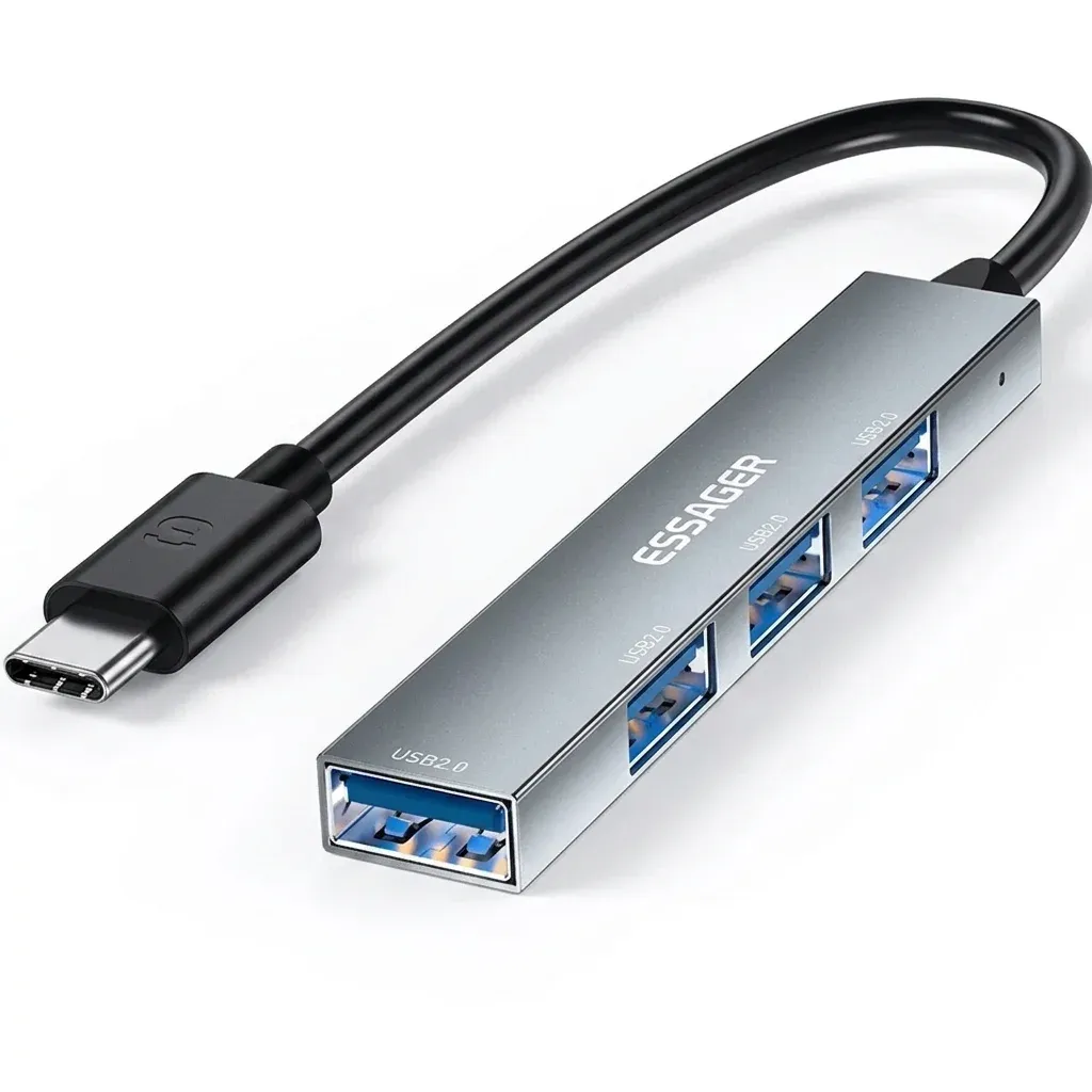 Essager silver 4-port USB-C hub