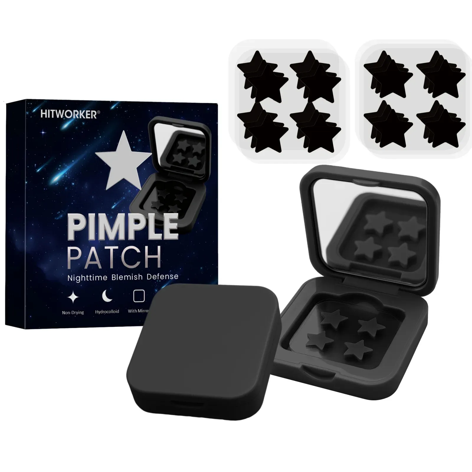 Mirror-Boxed Star Acne Patches, 60-Piece Hydrocolloid Set