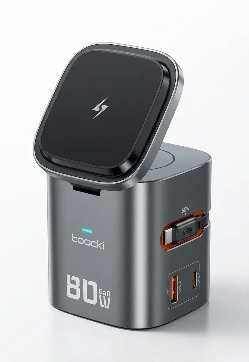 Toocki 80W 6-in-1 GaN Retractable Wireless Charging Station