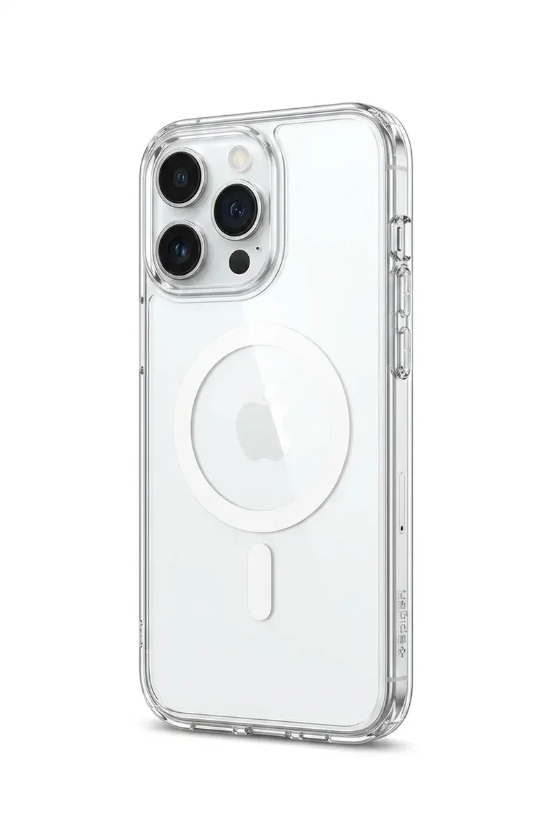 Spigen clear magnetic iPhone case studio shot