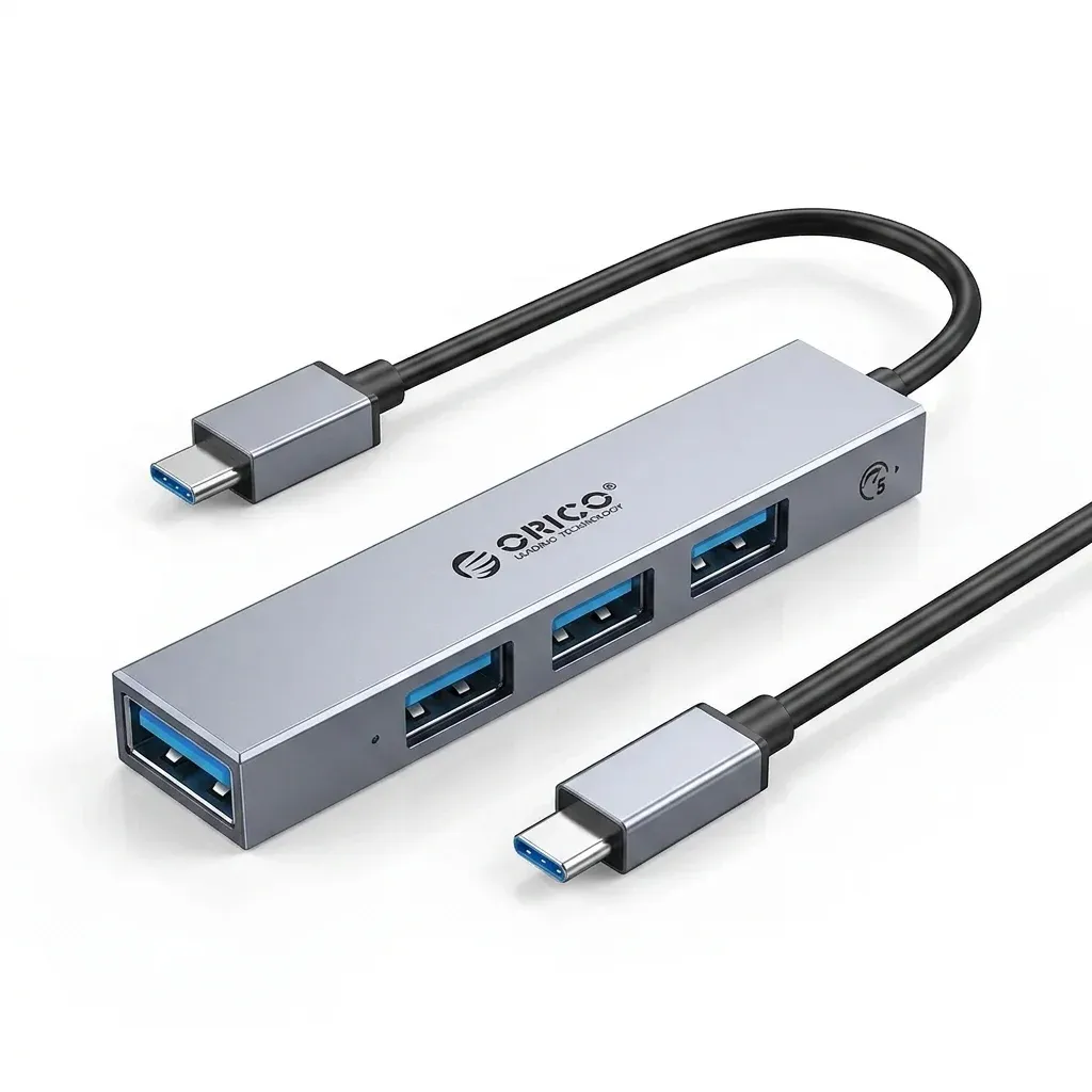ORICO silver USB-C hub studio photo