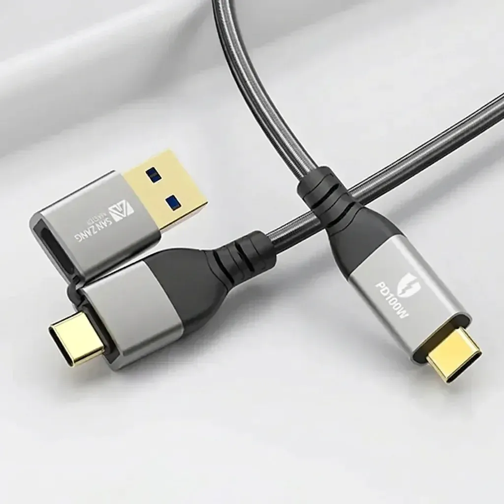 SANZANG 40Gbps USB-C to USB-A PD100W Braided Data and Charging Cable