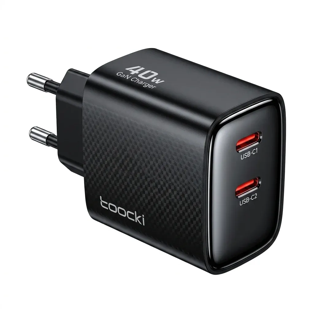 Toocki 40W black GaN charger studio shot