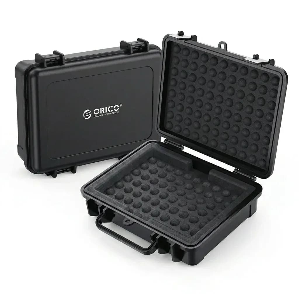 ORICO black 3.5-inch HDD storage case open