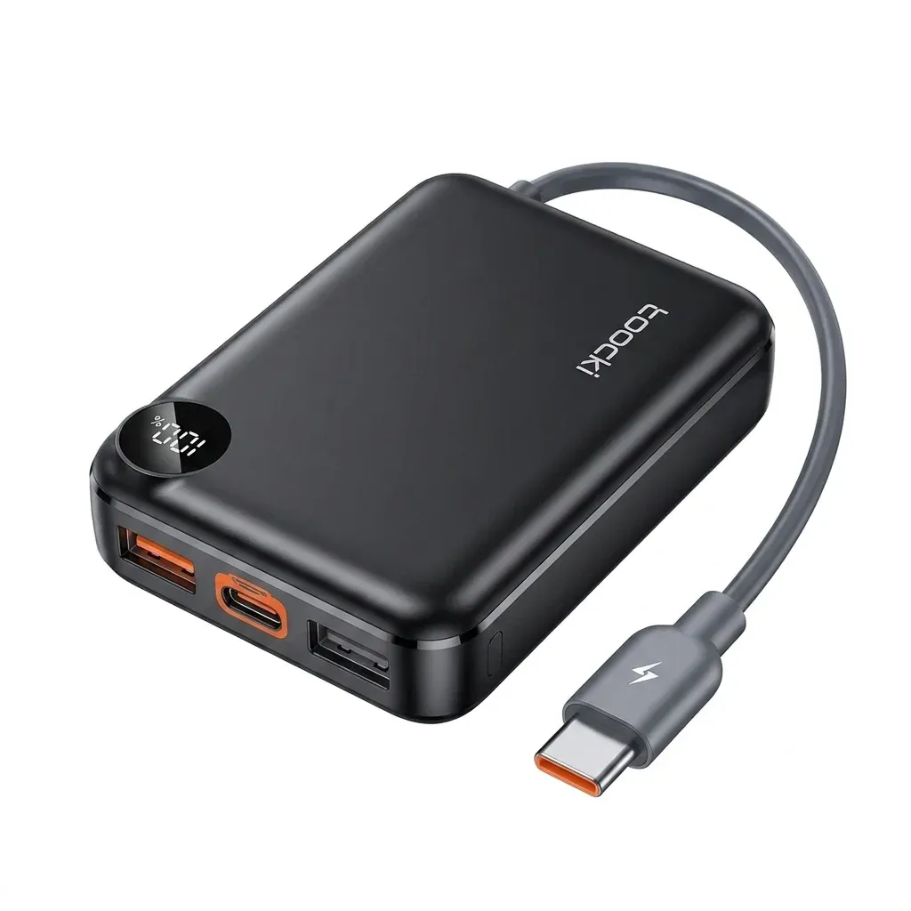 Toocki 20000mAh 22.5W Power Bank with Built-In Cable