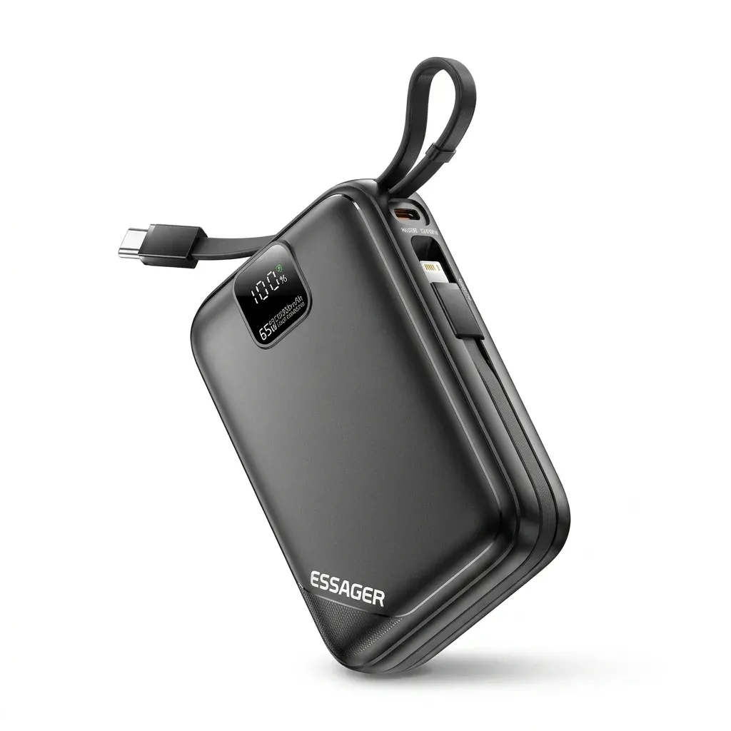 Essager 65W 20000mAh Built-In Cable Power Bank