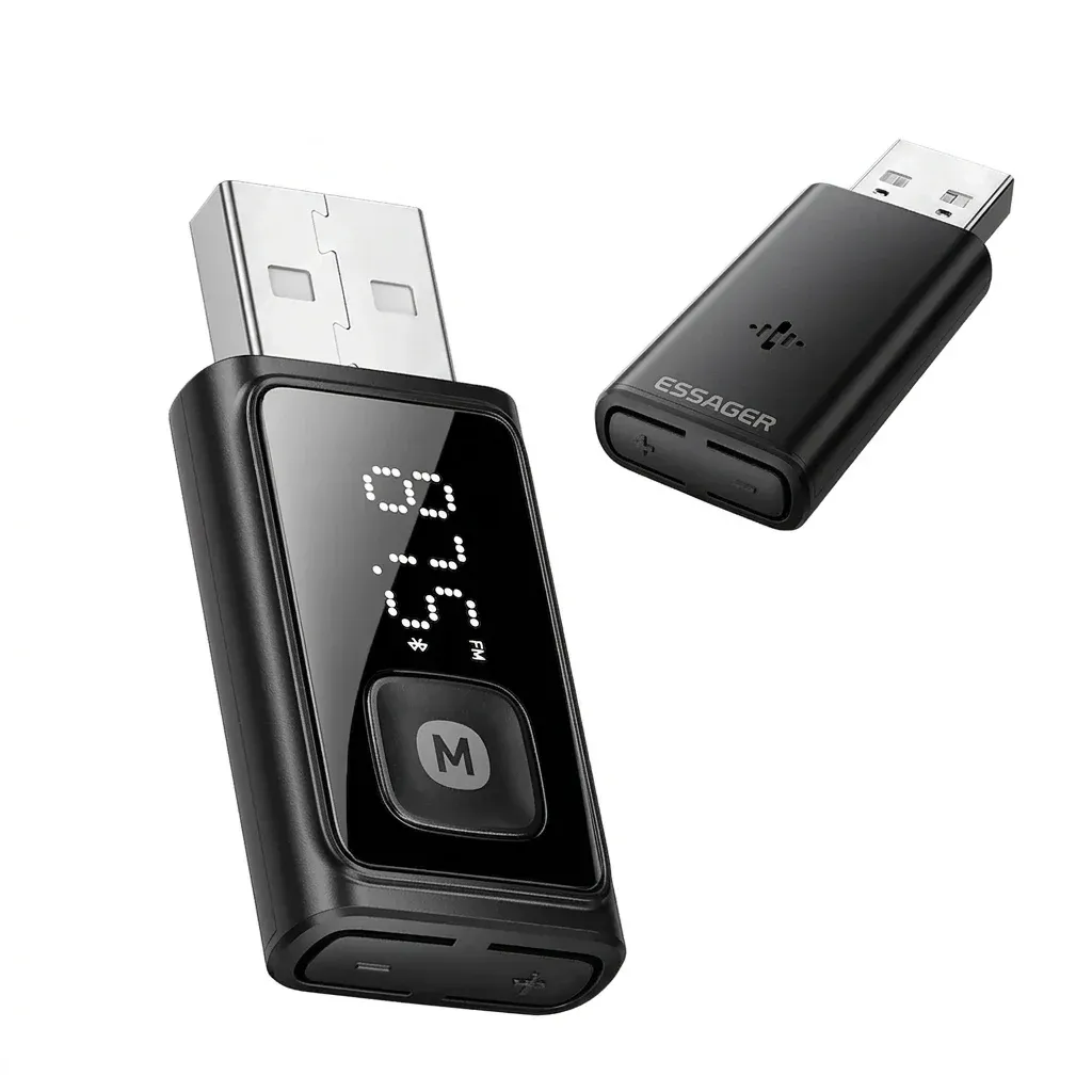 Essager Bluetooth 5.4 FM Car Audio Adapter with Handsfree Mic