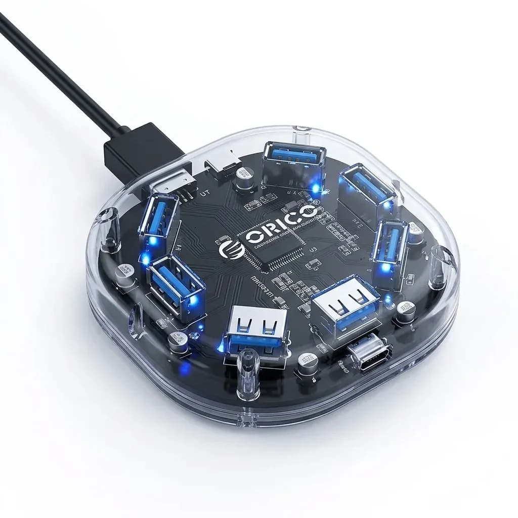 Orico Transparent 7-Port USB 3.0 Hub with Power Input