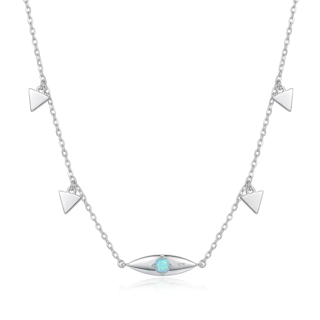 WOSTU silver opal demon eye choker necklace